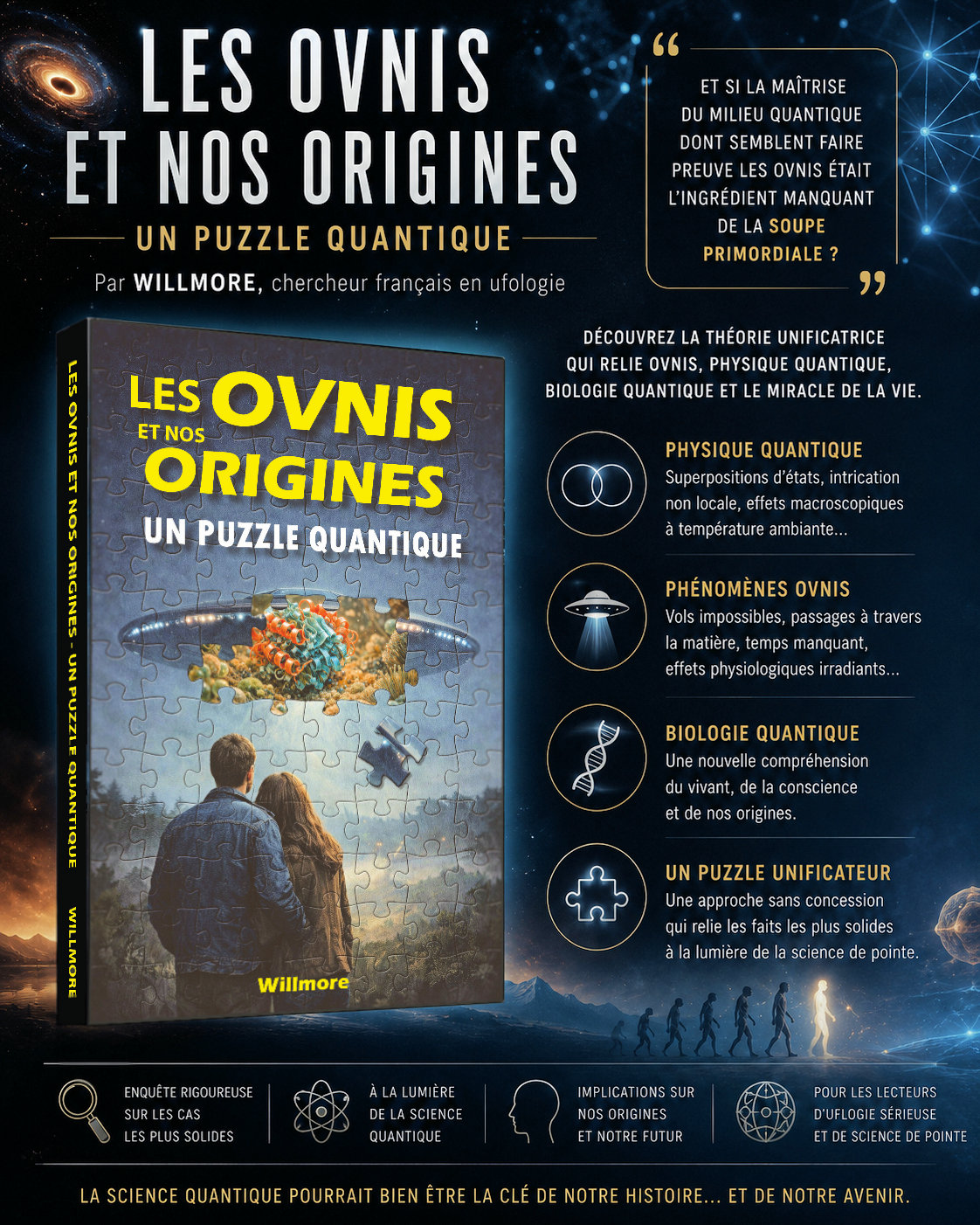 Livre en français : Les ovnis et nos origines - Un puzzle quantique